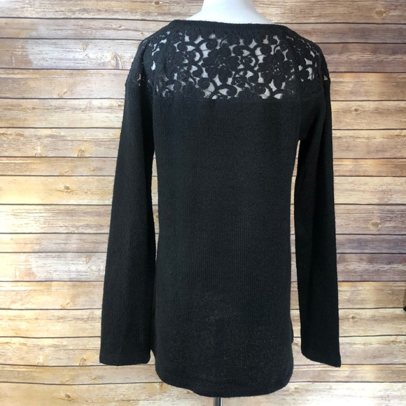 Sanctuary Black Lace Yoke Pullover Sweater - Picture 3 of 8